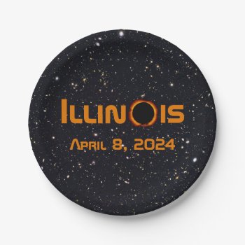 Illinois 2024 Total Solar Eclipse Paper Plates by GigaPacket at Zazzle