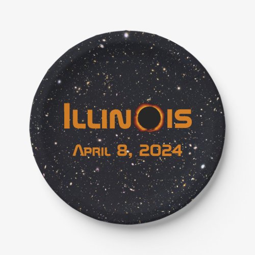 Illinois 2024 Total Solar Eclipse Paper Plates | Gabriel Angel Design