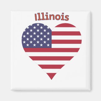 Illinois American Flag Heart