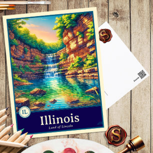 Illinois Anime Style Cel Shaded Postcard