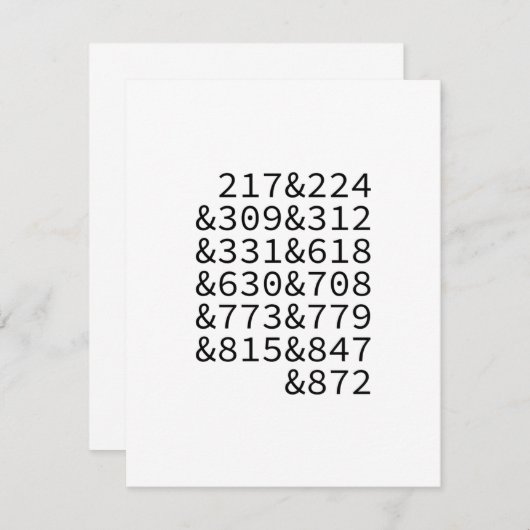 Illinois Area Codes (Front/Back)