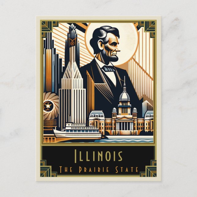 Illinois | Art Deco Postcard (Front)