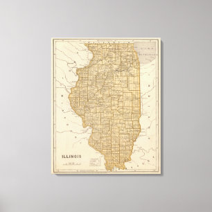 Illinois Atlas Map Canvas Print