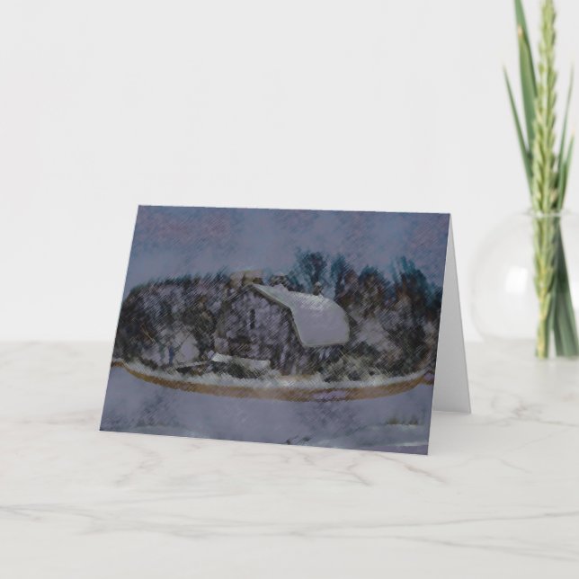 Illinois Barn Rock Wall Holiday Card (Front)