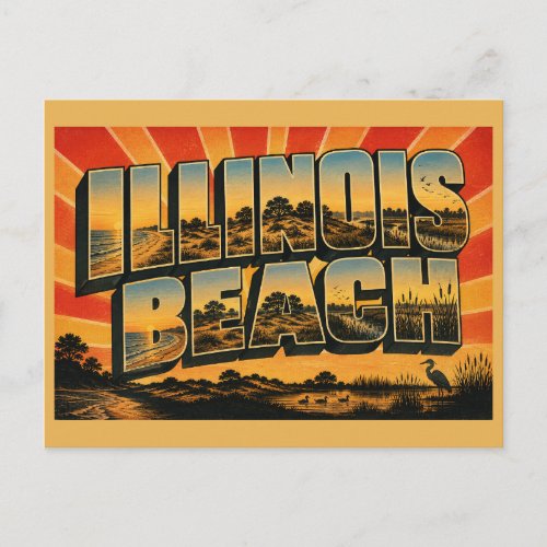 Illinois Beach State Park Lake Michigan Shore Art Postcard