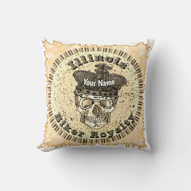 Illinois Biker  Throw Pillow (Front)