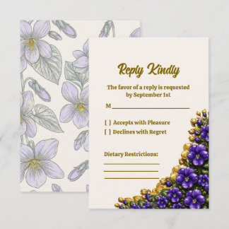 Illinois Blue Violet Floral RSVP Card
