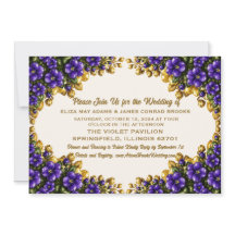 Illinois Blue Violet Floral Wedding Invitation