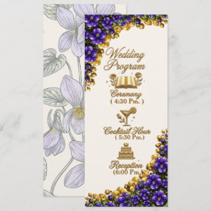 Illinois Blue Violet Floral Wedding Program