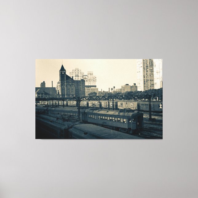 Illinois Central Railroad Buildings Train Chicago Canvas Print (Front)