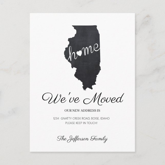 Illinois Chalkboard State Map Moving Postcard (Front)