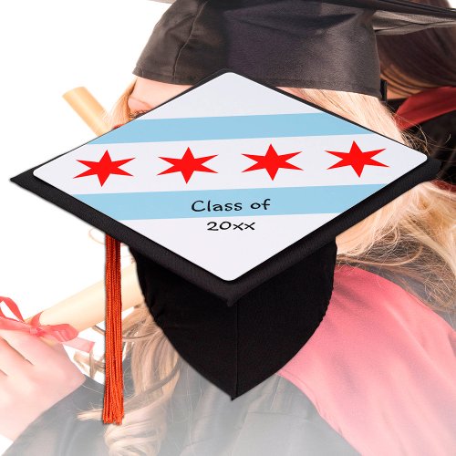 Illinois  Chicago Flag _ Students University Gra Graduation Cap Topper