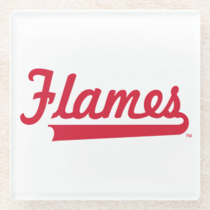 Illinois Chicago Flames Spirit Design Glass Coaster
