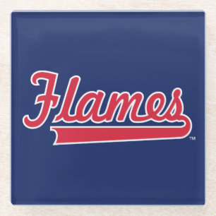 Illinois Chicago Flames Spirit Design Glass Coaster