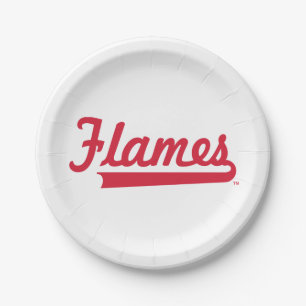 Illinois Chicago Flames Spirit Design Paper Plates