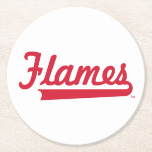 Illinois Chicago Flames Spirit Design Round Paper Coaster