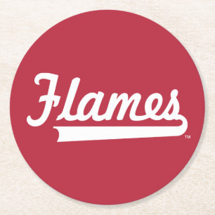 Illinois Chicago Flames Spirit Design Round Paper Coaster