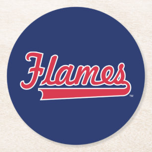 Illinois Chicago Flames Spirit Design Round Paper Coaster