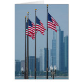 Illinois, Chicago. Navy Pier, US flags flying (Front)