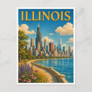 Illinois Chicago Skyline GeoSaga Postcard