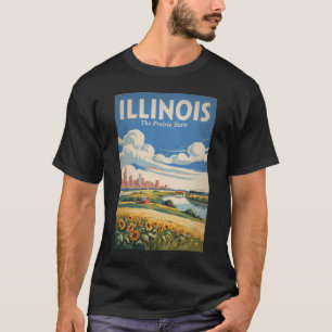 Illinois Chicago Skyline Illustration Travel Art T-Shirt