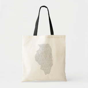 Illinois city names on state map shape tote bag