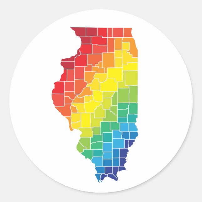 illinois color counties classic round sticker (Front)