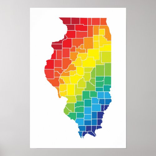 illinois color counties poster