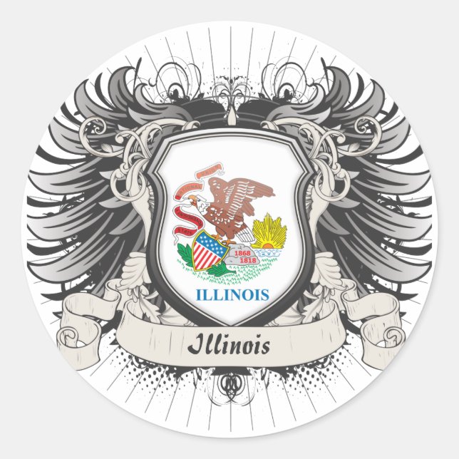 Illinois Crest Classic Round Sticker (Front)