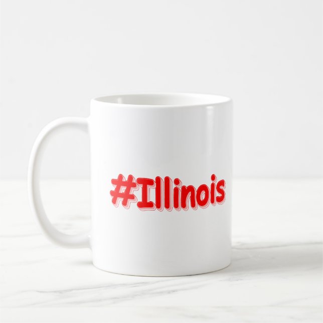 "#Illinois " Cute Design. Buy Now Coffee Mug (Left)