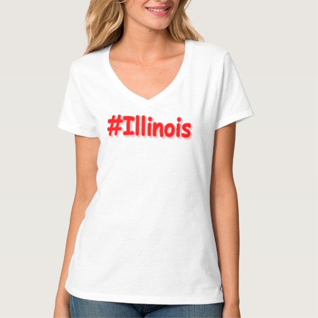 "#Illinois " Cute Design. Buy Now T-Shirt (Front)
