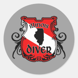 Illinois Diver Classic Round Sticker