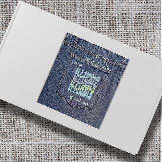 Illinois Dog in Jean Pocket Classic Square Sticker