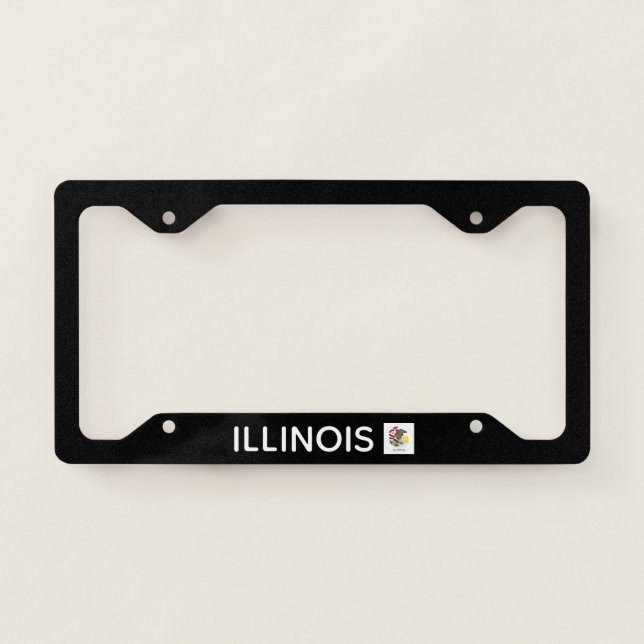 Illinois Flag Black  License Plate Frame (Front)