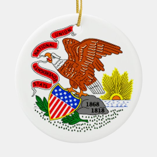 Illinois Flag Ceramic Ornament