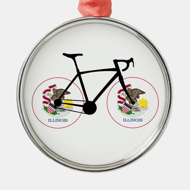 Illinois Flag Cycling Metal Ornament (Front)