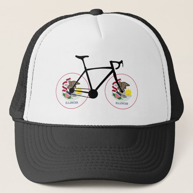 Illinois Flag Cycling Trucker Hat (Front)