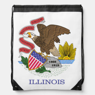 Illinois Flag Drawstring Bag