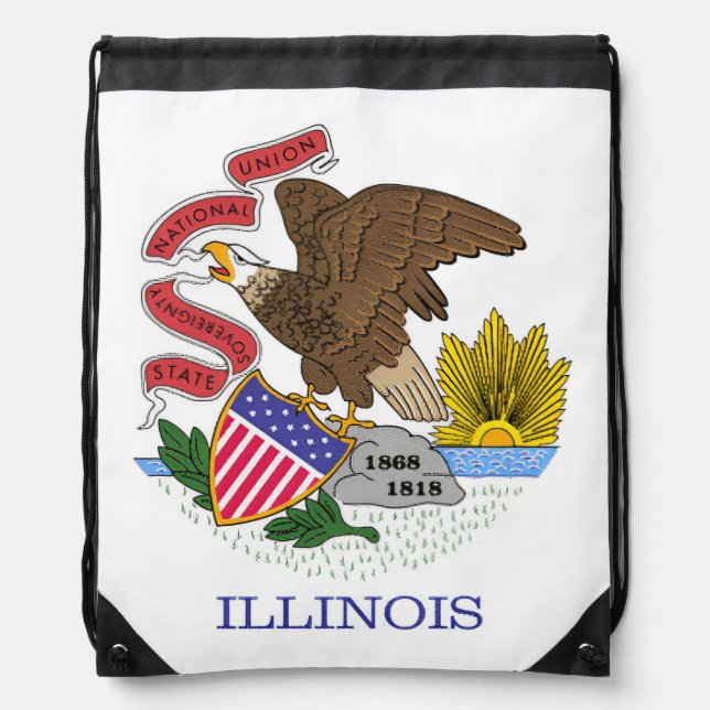 Illinois Flag Drawstring Bag (Front)