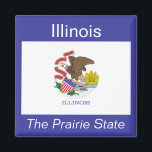 Illinois Flag Magnet<br><div class="desc">An authentic premium quality image of the flag of Illinois set between the state name and nickname over a flag-color background.</div>