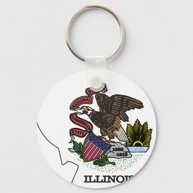 Illinois Flag Map Keychain (Front)