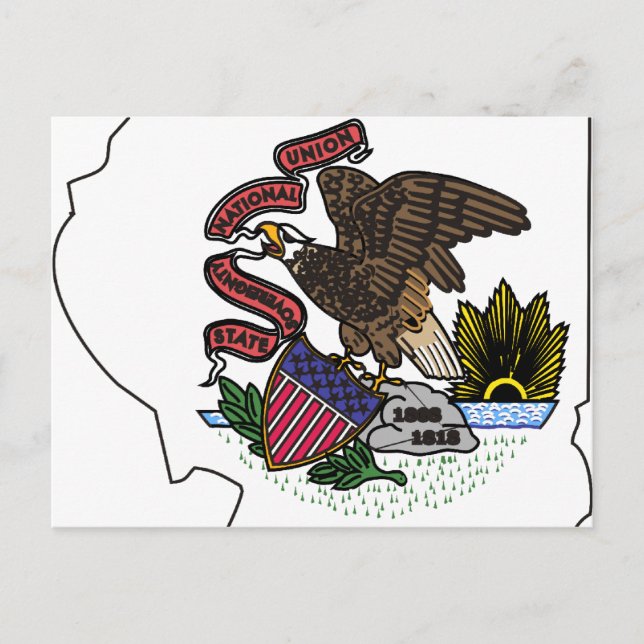 Illinois Flag Map Postcard (Front)