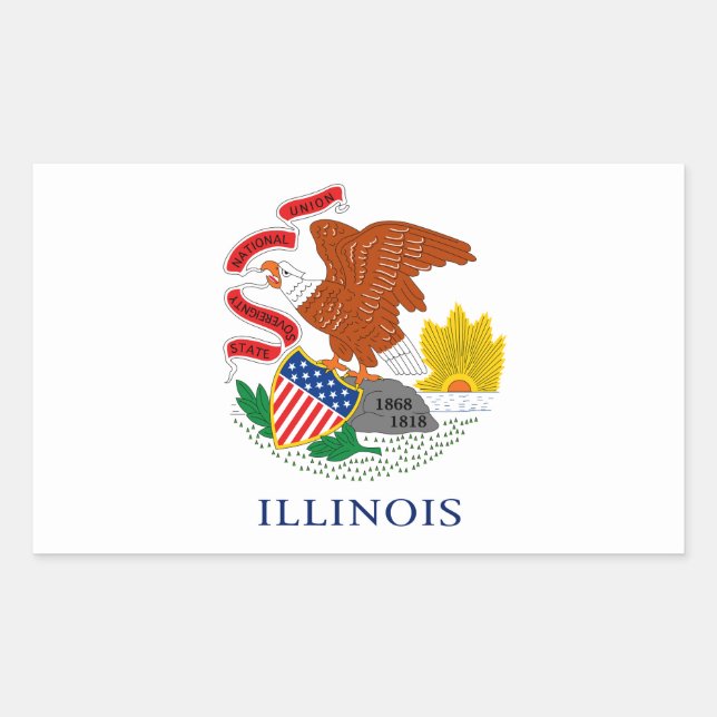 Illinois Flag Rectangular Sticker (Front)