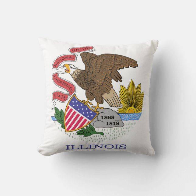 Illinois Flag Throw Pillow (Front)