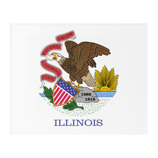 Illinois Flag Throw Pillow Acrylic Print (Front)