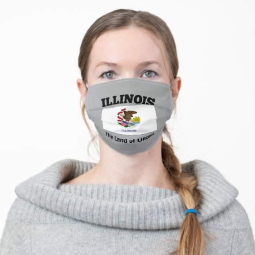 Illinois flag with state motto adult cloth face mask