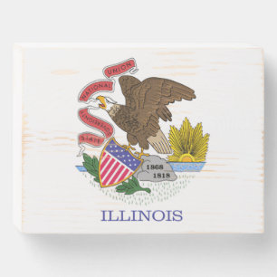 Illinois Flag Wooden Box Sign
