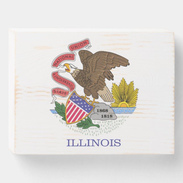 Illinois Flag Wooden Box Sign (Front Horizontal)