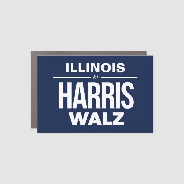 Illinois for Harris Walz Car Magnet (Front)