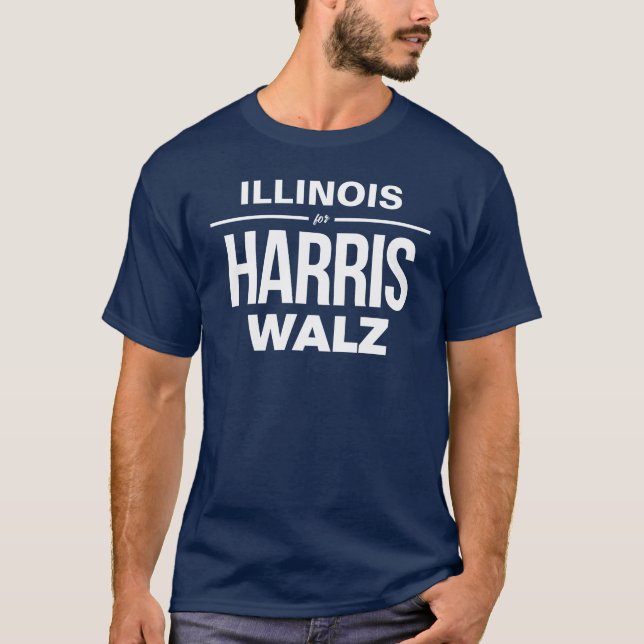 Illinois for Harris Walz T-Shirt (Front)